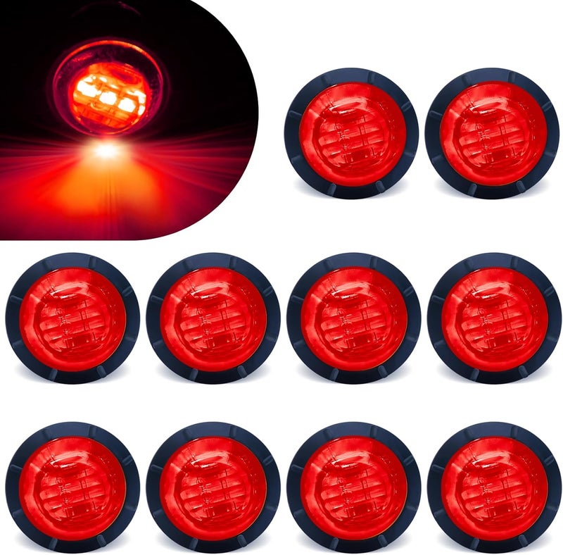 STODER 3/4 Led Marker Lights,Side Marker Trailer Lights, 12V Round Clearance Front Rear Marker Indicators Tail Light Waterproof for Car Truck Bus Trailer Van RV Pickup ATV Boats (Red) - Image 1